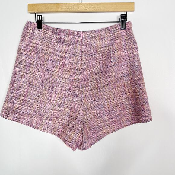 Lovers + Friends Medium M Pink Stargazer Tweed Mini Skort Wrap Front Shorts Zip - Picture 2 of 12